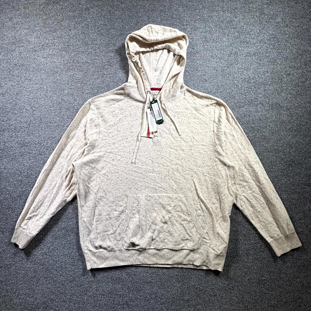 Hawker Rye Neps Popover Henley Hoodie Mens 2XL Beige Knit Jet Cotton Stitch Fix